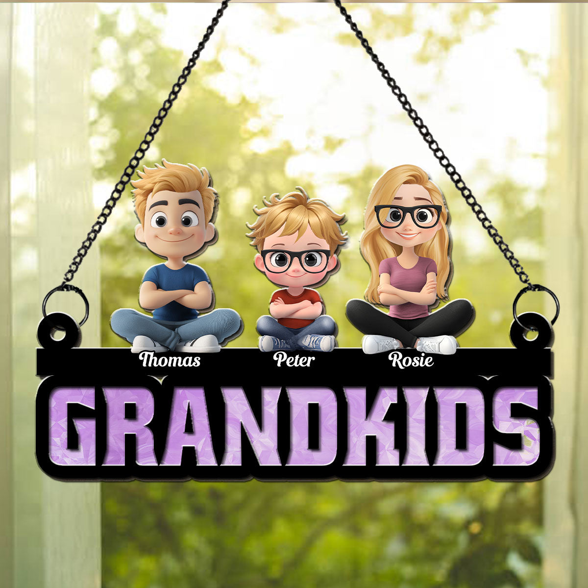 Grandkids Is My Sunshine - Personalized Custom Suncatcher