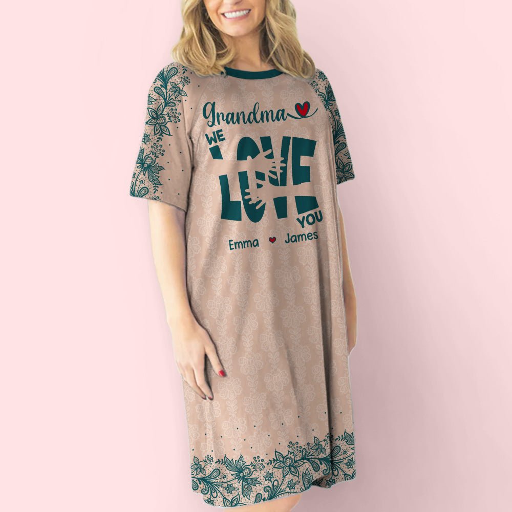 Kids Love Grandma - Personalized Custom 3/4 Sleeve Dress