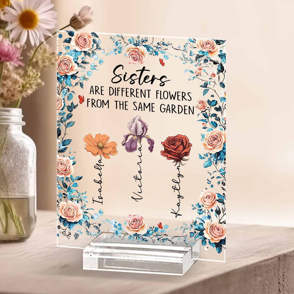Sisters Fill The World With Beauty - Personalized Custom Acrylic Plaque With Base