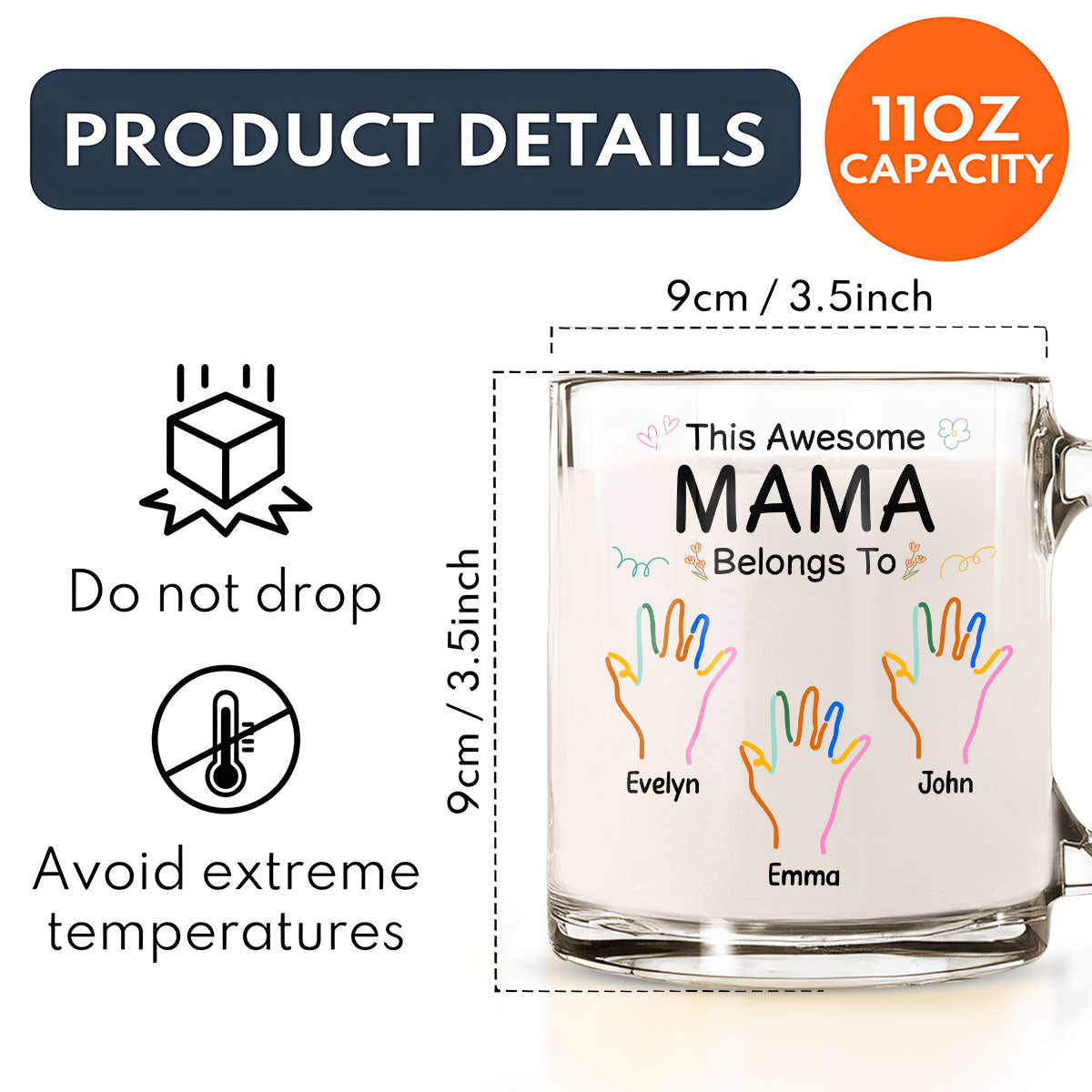 Glass This Awesome Mom Grandma Belongs To - Personalized Custom Glass Mug