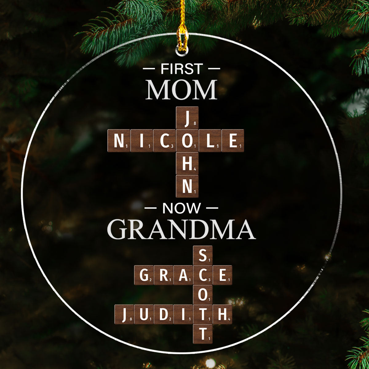 First Mom Now Grandma Crossword - Personalized Custom Acrylic Ornament