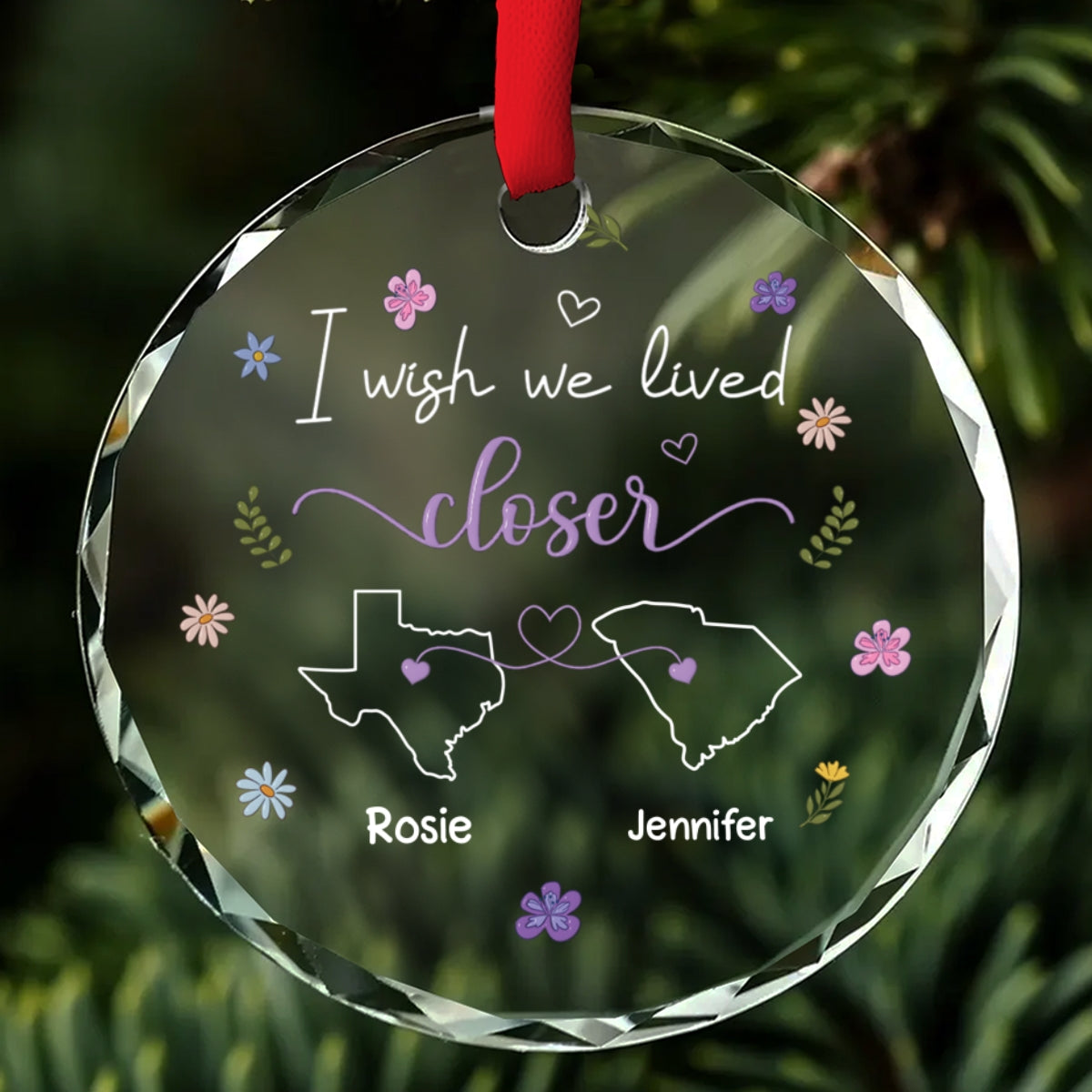 I Wish We Lived Closer More Friends Version - Personalized Custom Glass Ornament