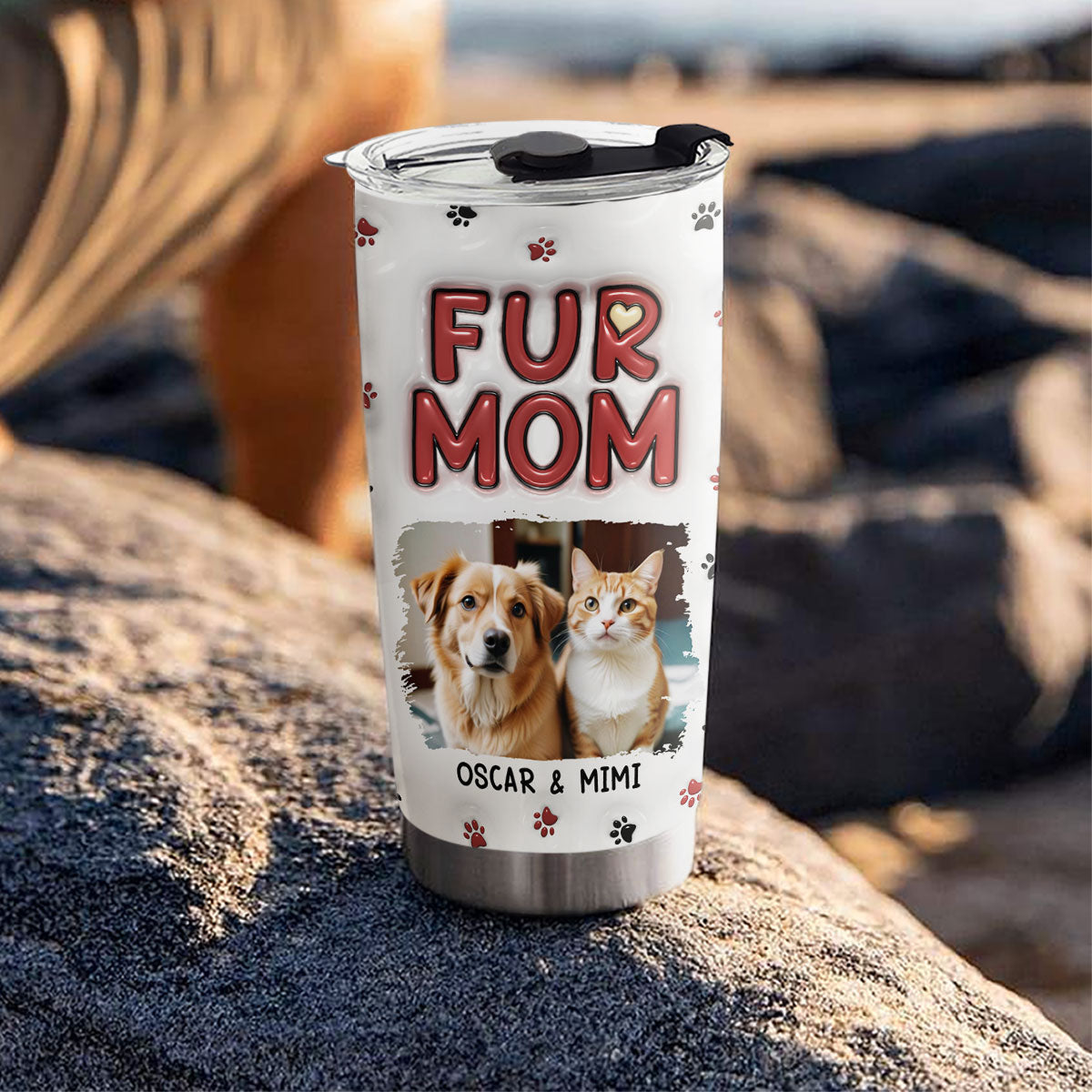 Lovely Fur Mom Photo - Personalized Custom 3D Inflated Effect Tumbler