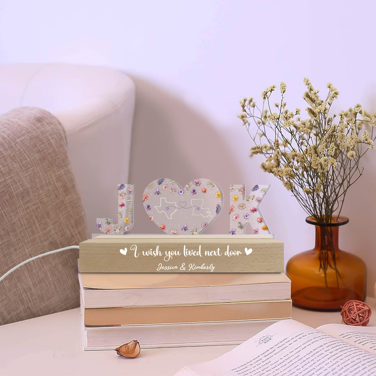 I Wish We Lived Closer - Personalized Custom Acrylic Letters 3D LED Night Light