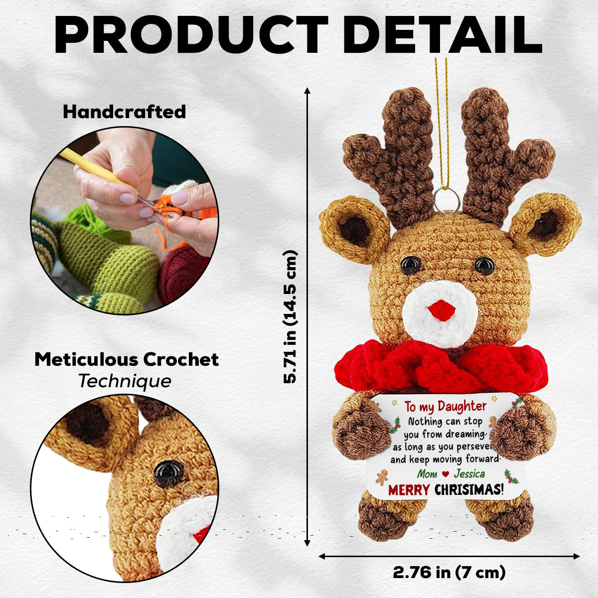 Keep Moving Forward - Personalized Custom Deer Crocheted Ornament