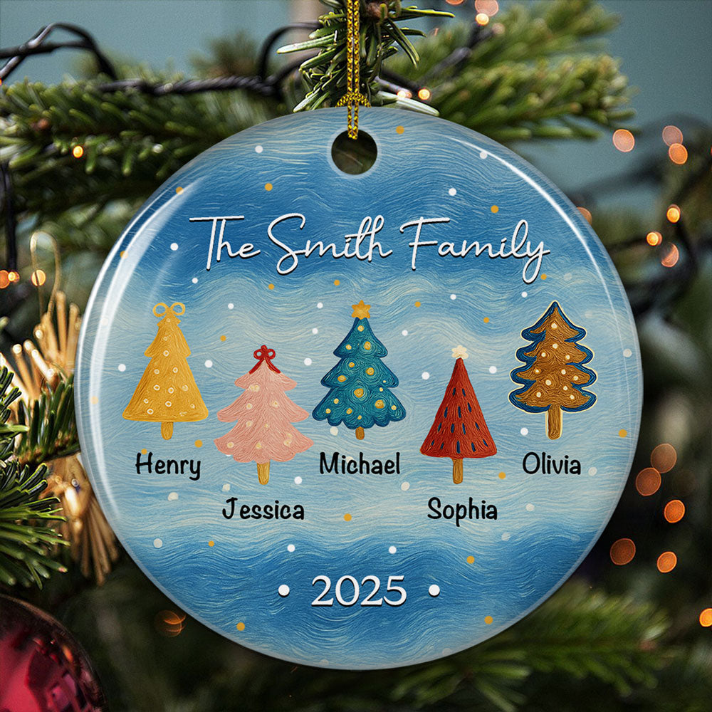 Family Christmas Joy - Personalized Custom Ceramic Ornament