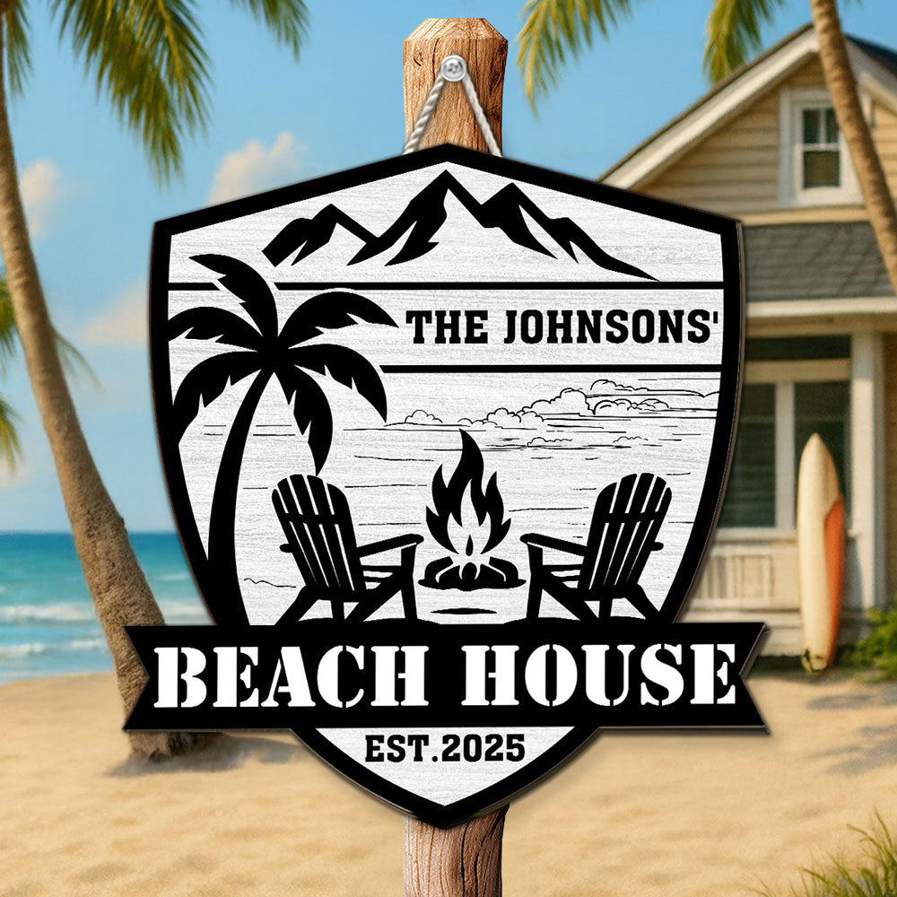 At The Beach House - Personalized Custom Wood Sign