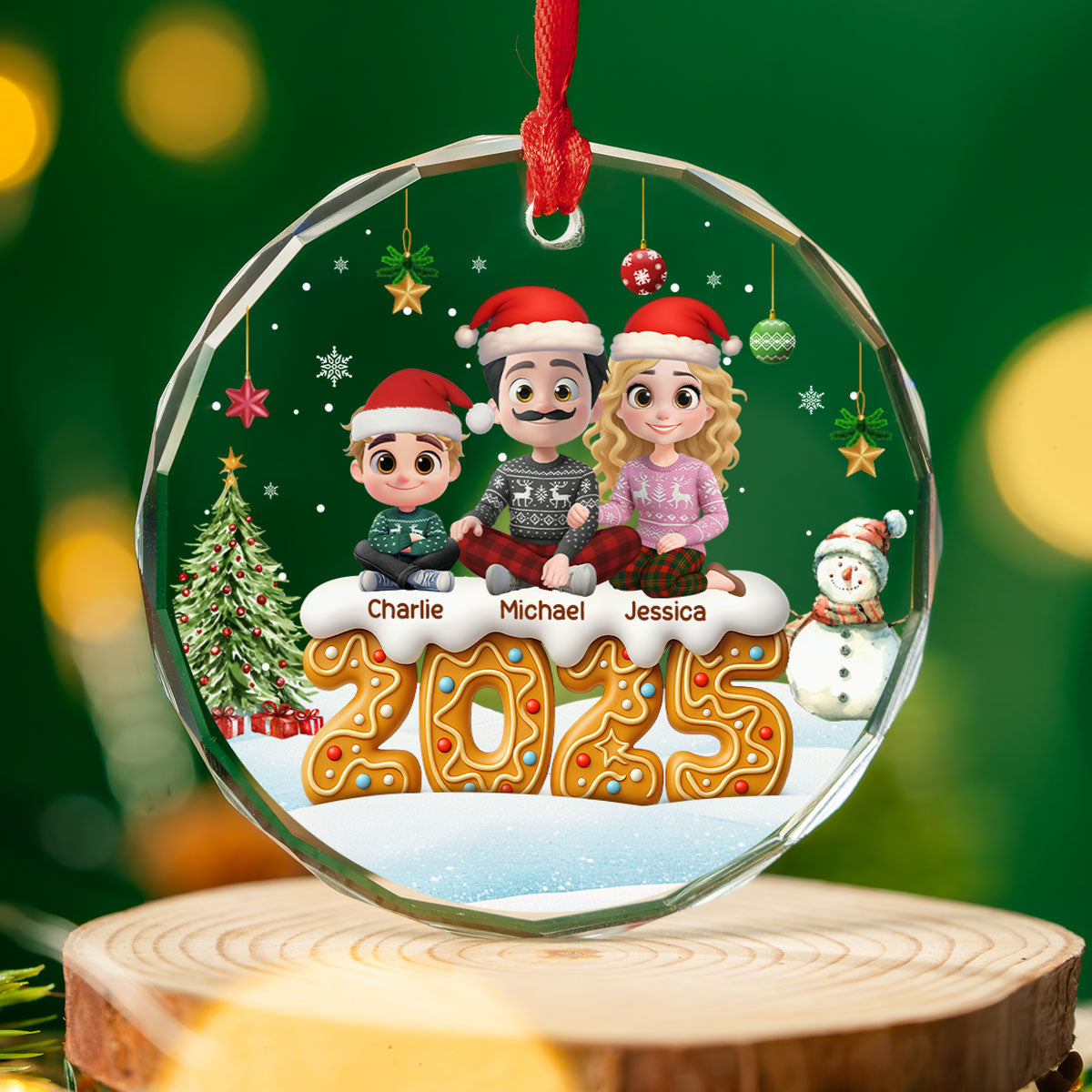 Family Of This Year - Personalized Custom Glass Ornament