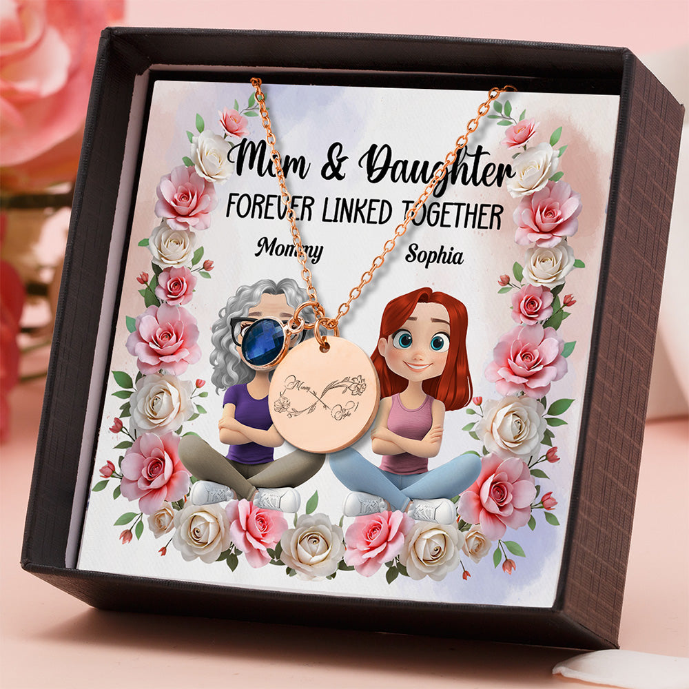 Forever Linked Together - Personalized Custom Birthstone Necklace With Message Card