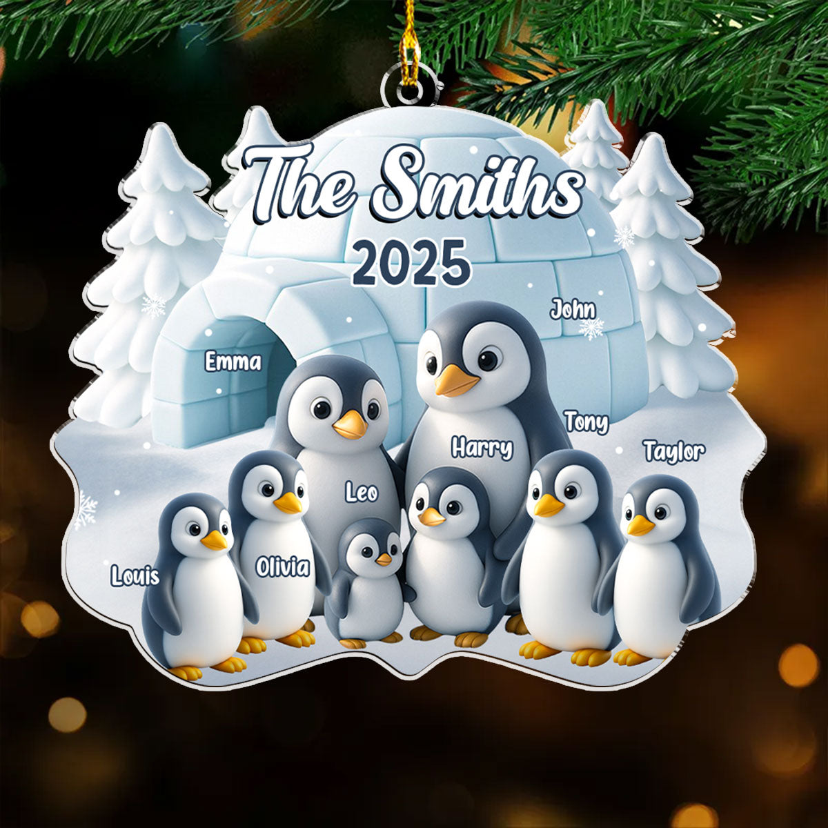 Penguin Family - Personalized Custom Acrylic Ornament
