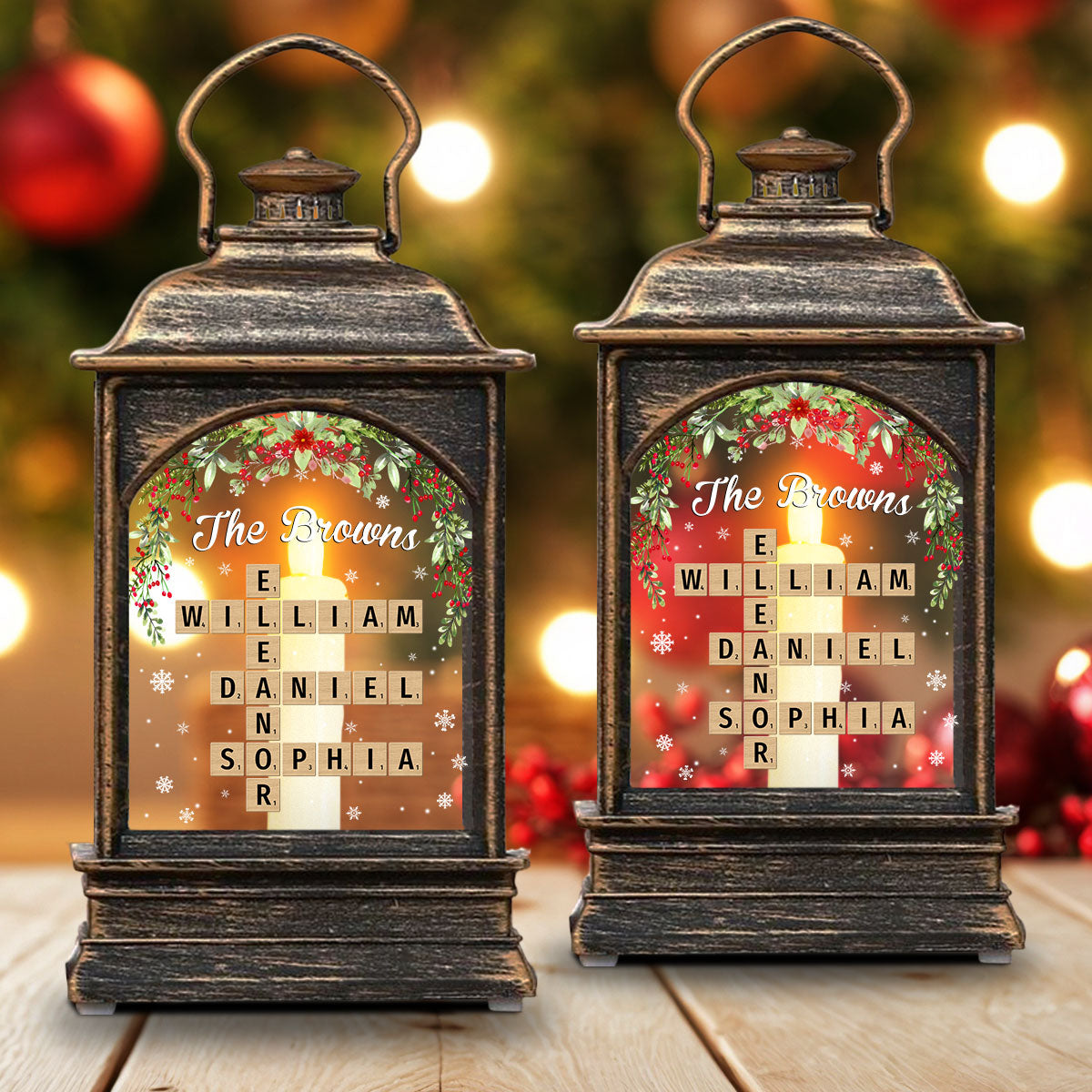 Family Crossword - Personalized Custom Christmas Wind Lamp