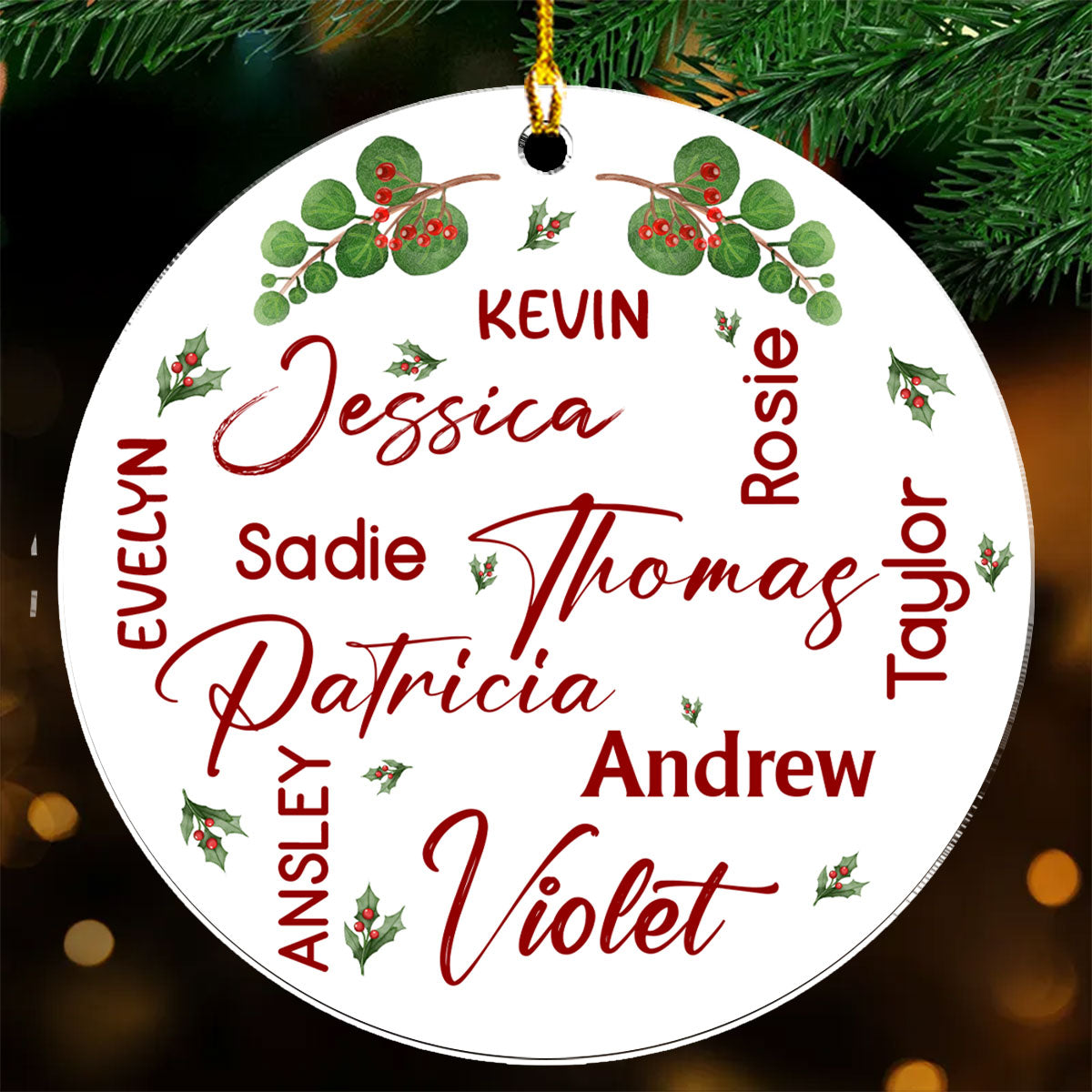 Word Cloud Mistletoe - Personalized Custom Acrylic Ornament