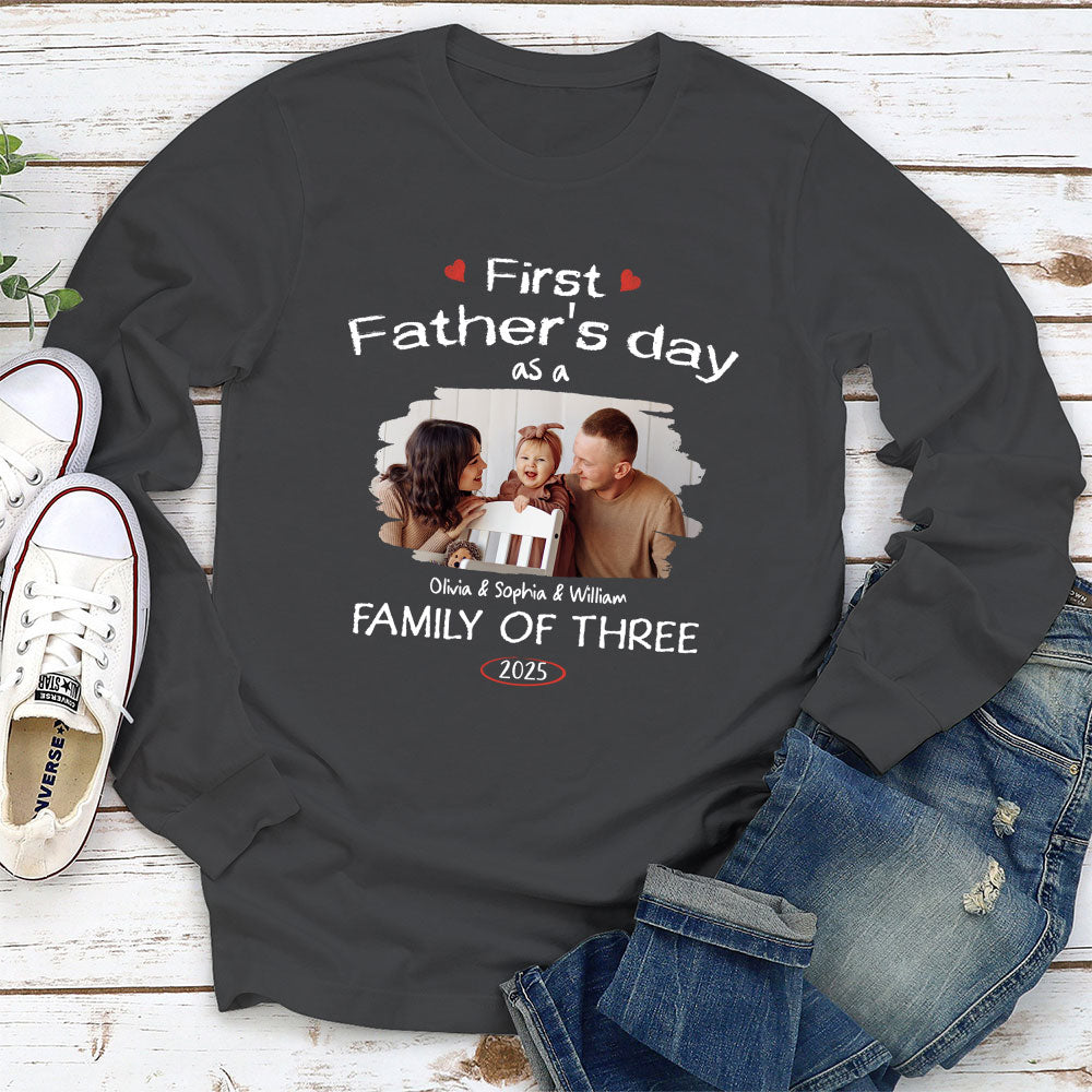 First Year As A Family Of Three Photo - Personalized Custom Shirt