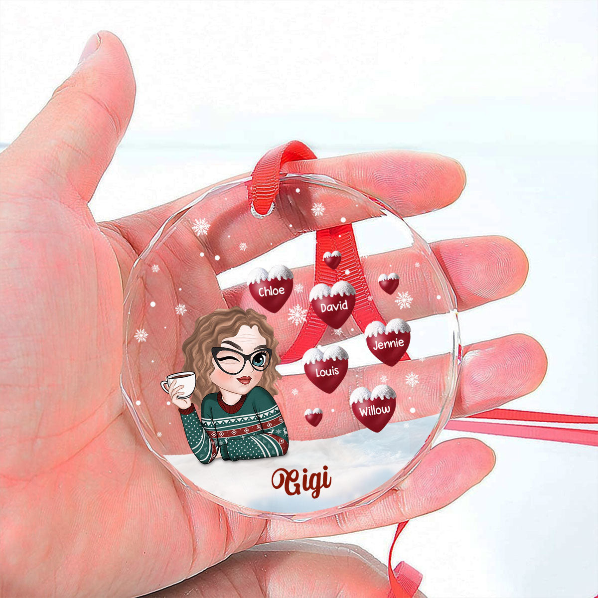 Christmas Grandma - Personalized Custom Glass Ornament