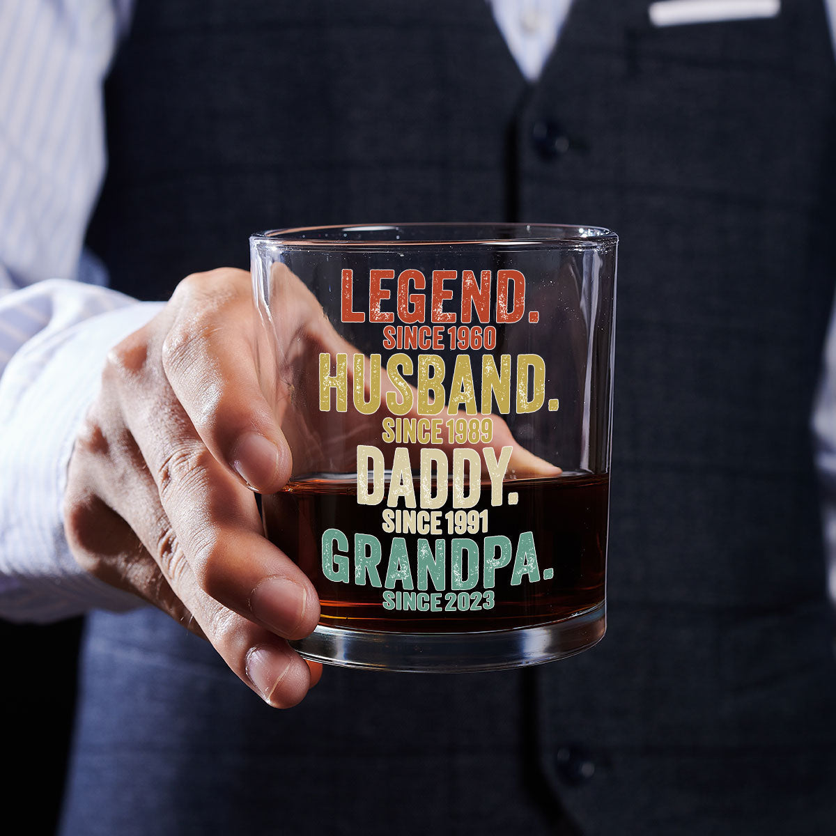 Legend Husband Dad Papa - Personalized Custom Whiskey Glass
