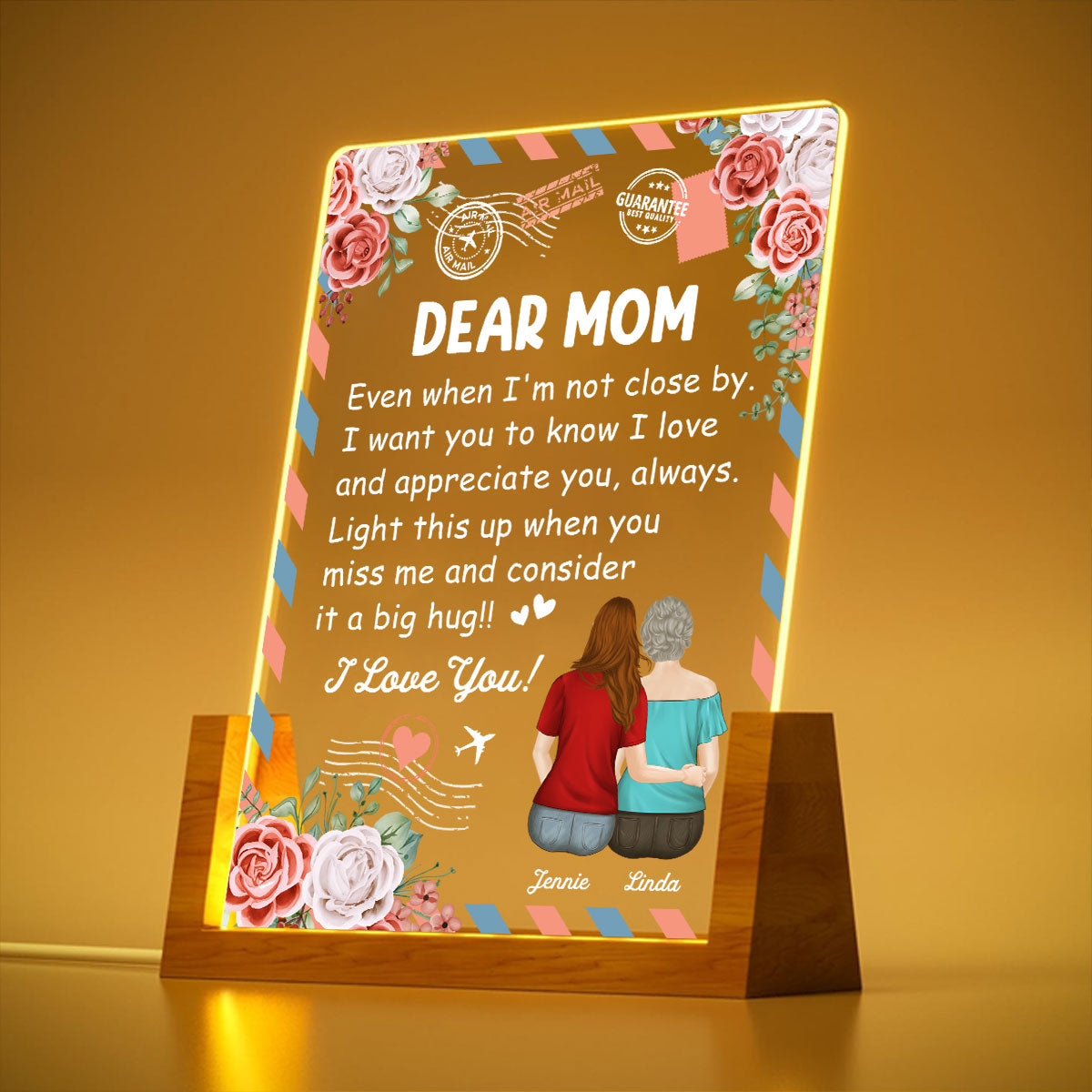 A Big Hug - Personalized Custom Plaque With Walnut Base