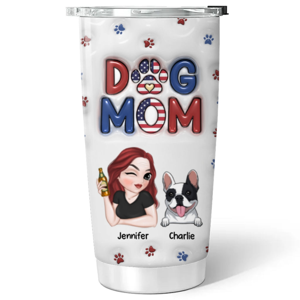 Lovely Dog Mom Version 3 - Personalized Custom 3D Inflated Effect Tumbler