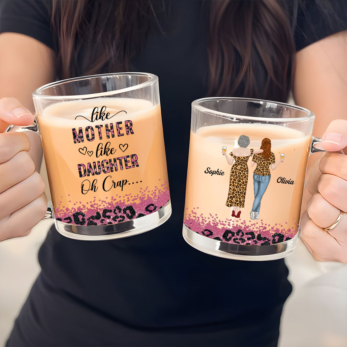 Like Mother Like Daughter - Personalized Custom Glass Mug