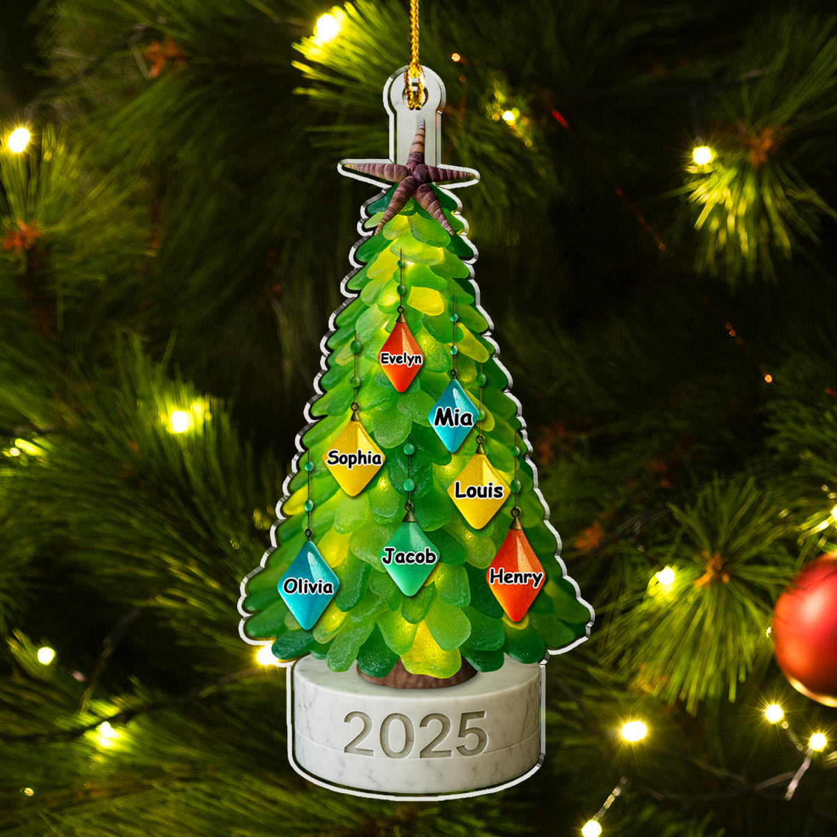 Sea Glass Family Christmas - Personalized Custom Acrylic Ornament