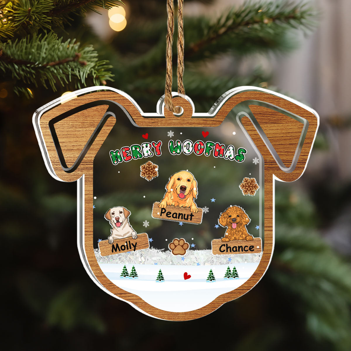 Merry Woofmas Ver 2 - Personalized Custom Acrylic Shaker Ornament