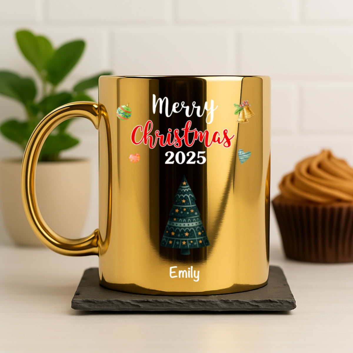 Merry Christmas 2025 - Personalized Custom Metallic Mug