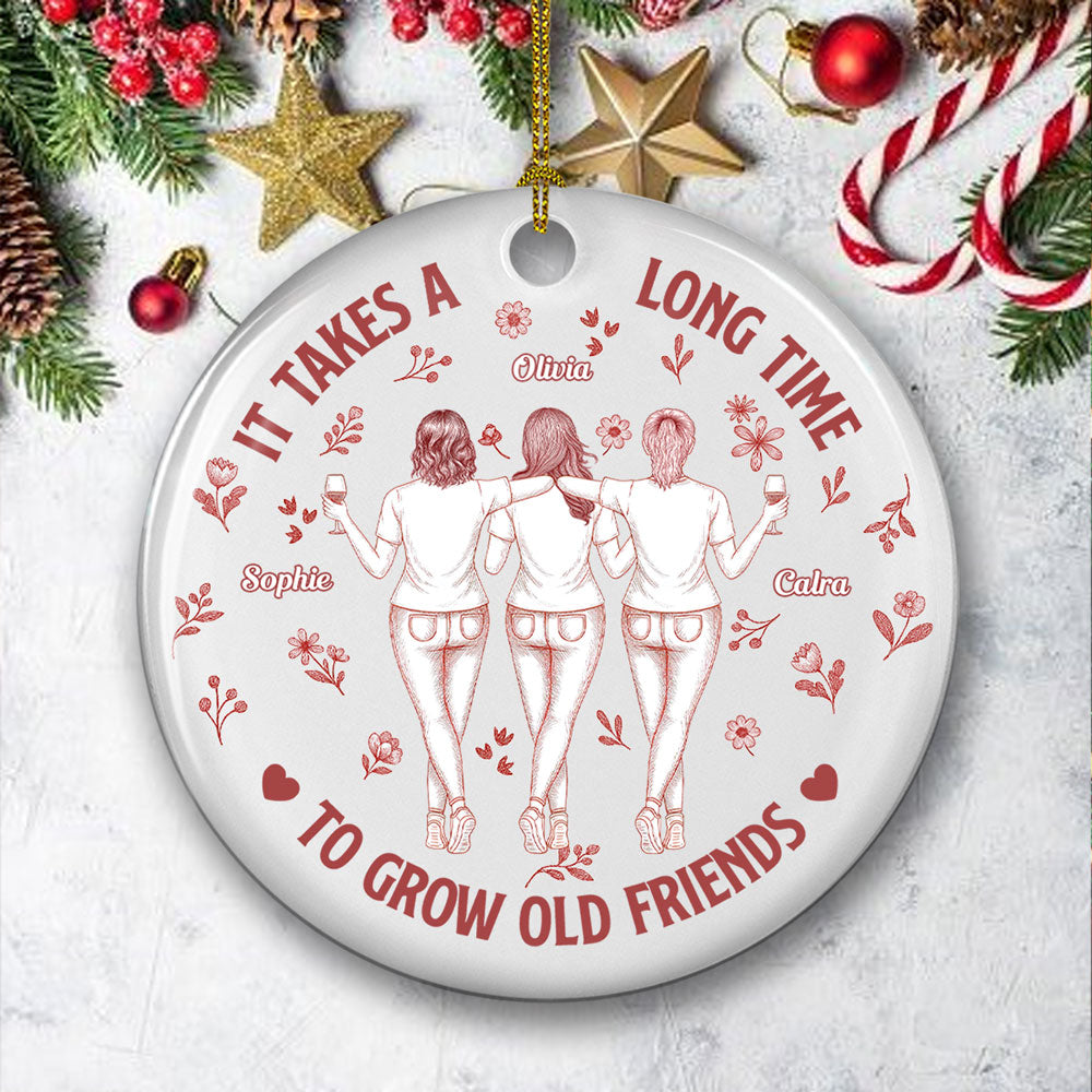 It Takes A Long Time Blue Toile - Personalized Custom Ceramic Ornament