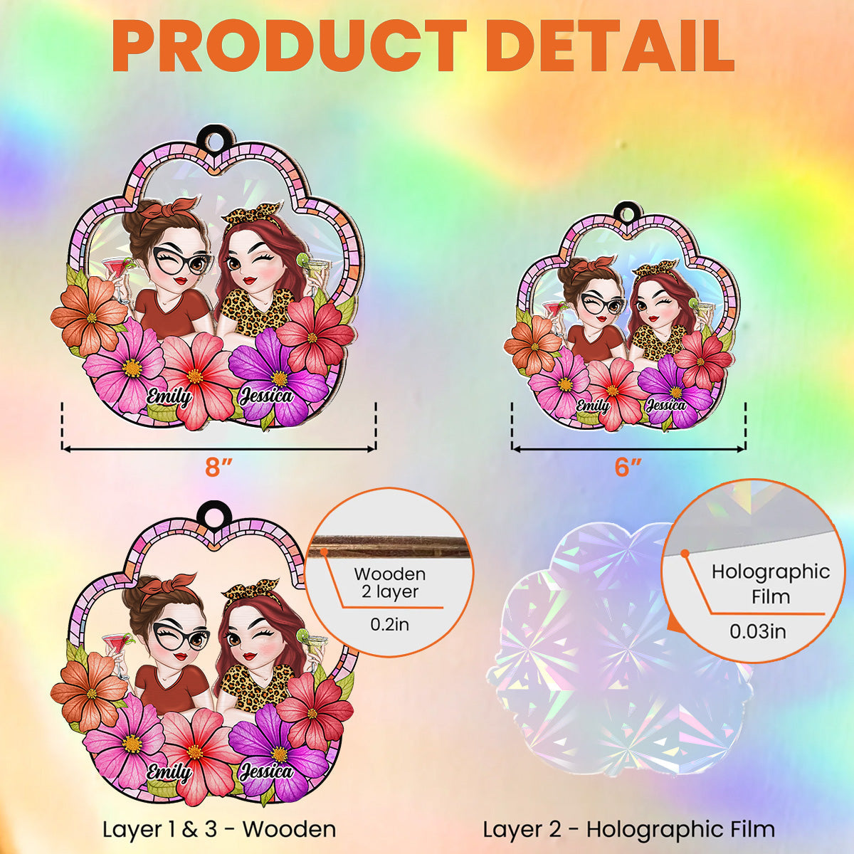 Friend Like Flowers - Personalized Custom Rainbow Suncatcher
