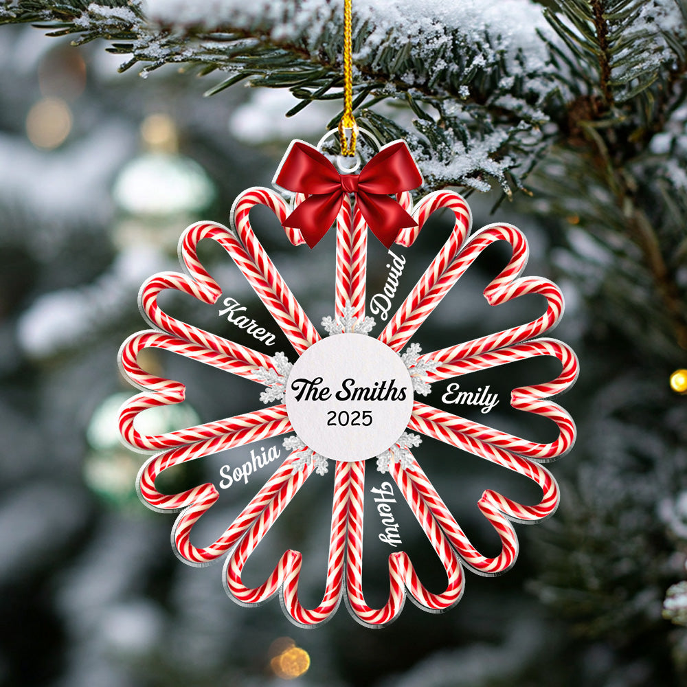 Family Candy Cane - Personalized Custom Acrylic Ornament