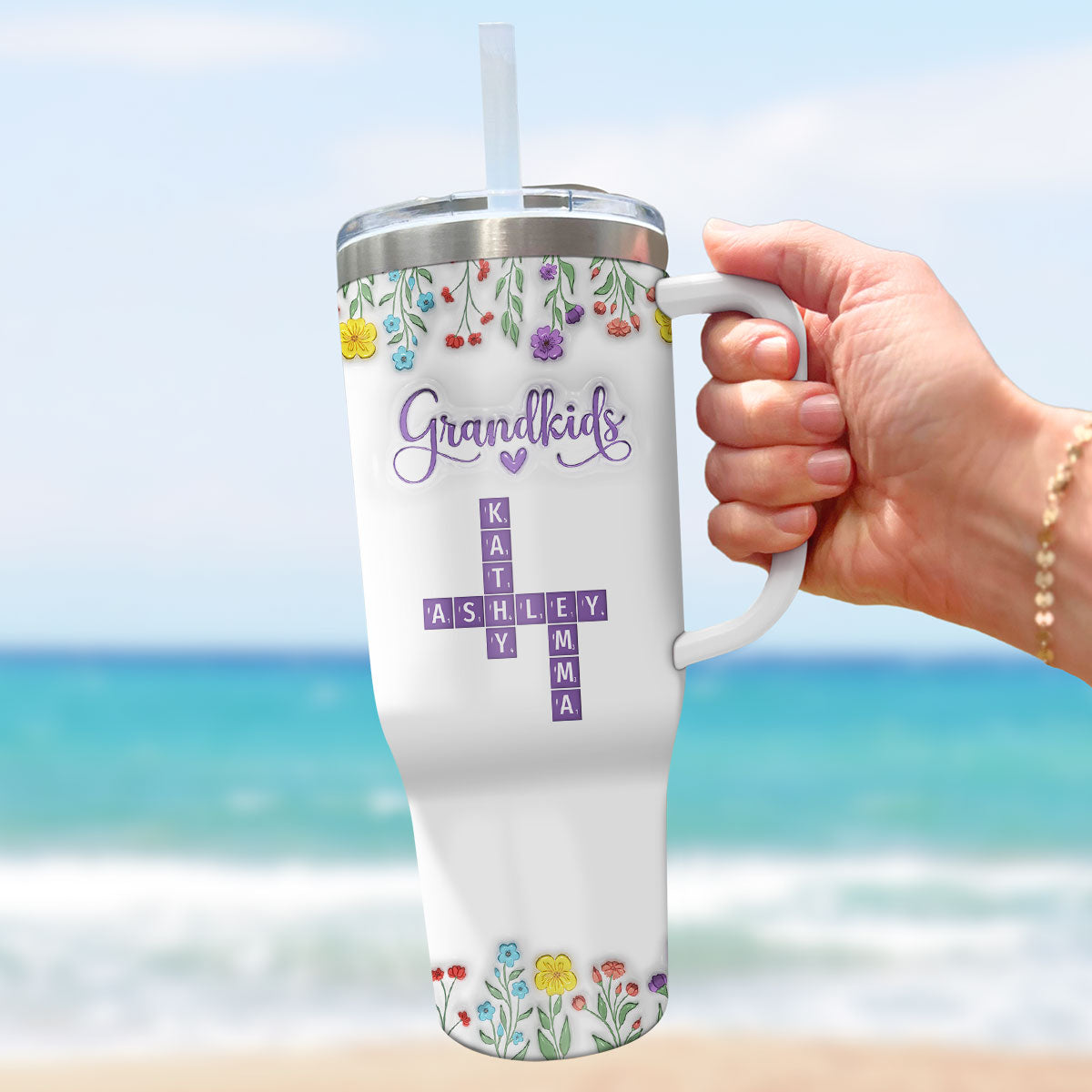 Love My Grandkids Crossword - Personalized Custom 3D Inflated Effect Printed 40 Oz Tumbler