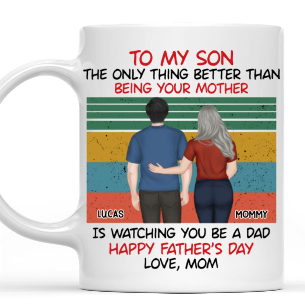 Awesome Son Better Dad Back View - Personalized Custom Coffee Mug