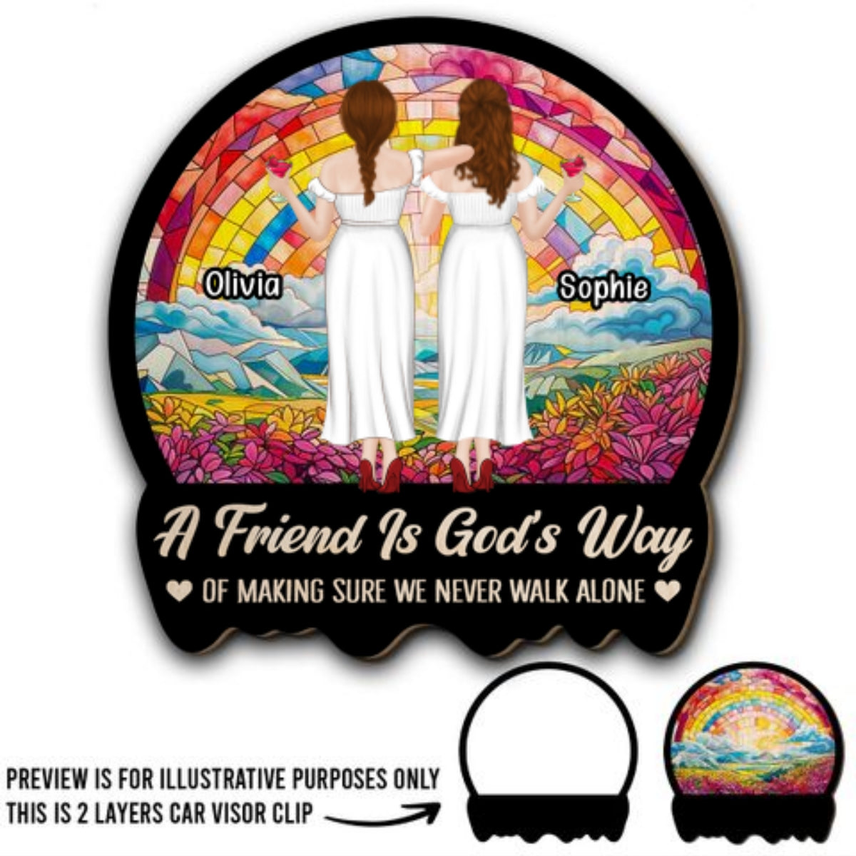 Never Walk Alone Besties - Personalized Custom Car Visor Clip