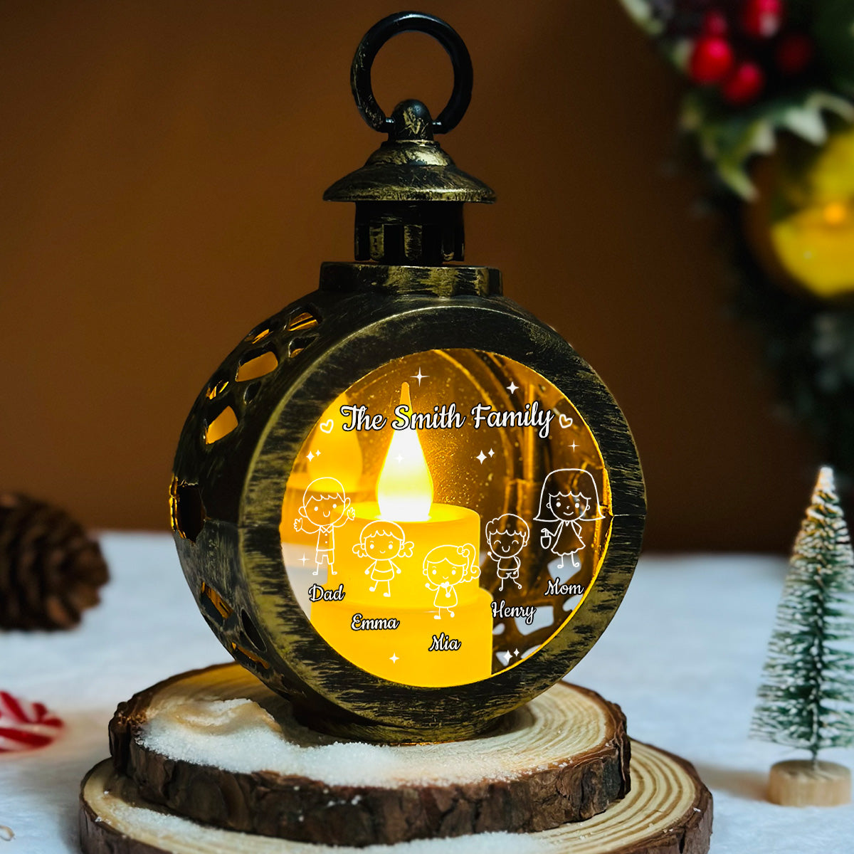 Family Love Is Endless - Personalized Custom Christmas Lantern