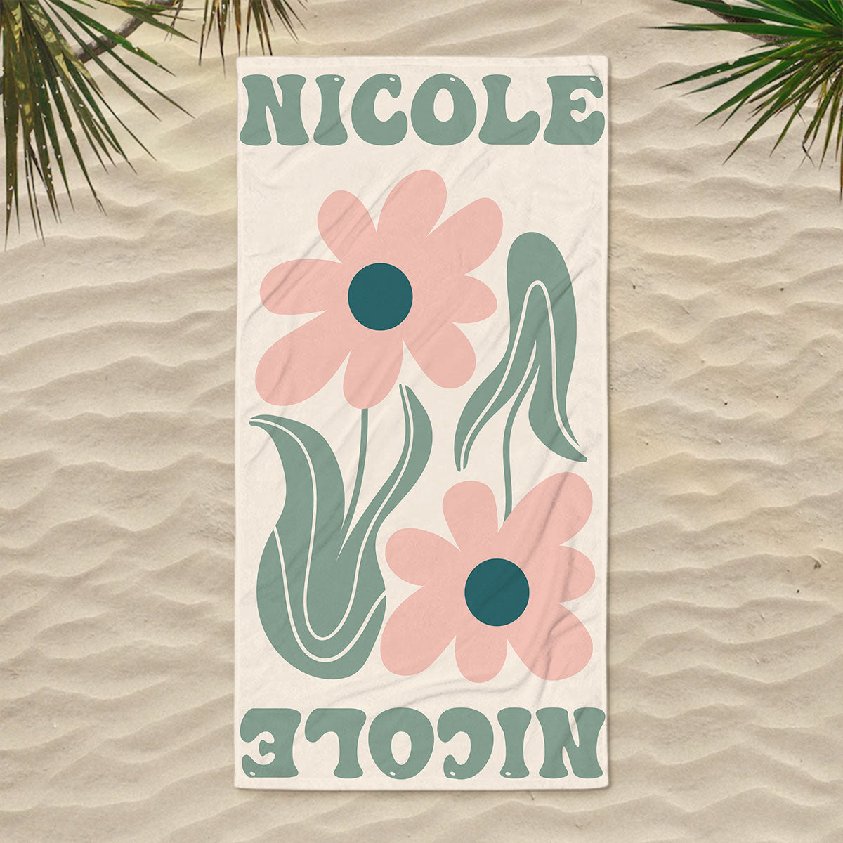 Custom Birth Month Flower Friends Sisters Summer Gift - Personalized Custom Beach Towel