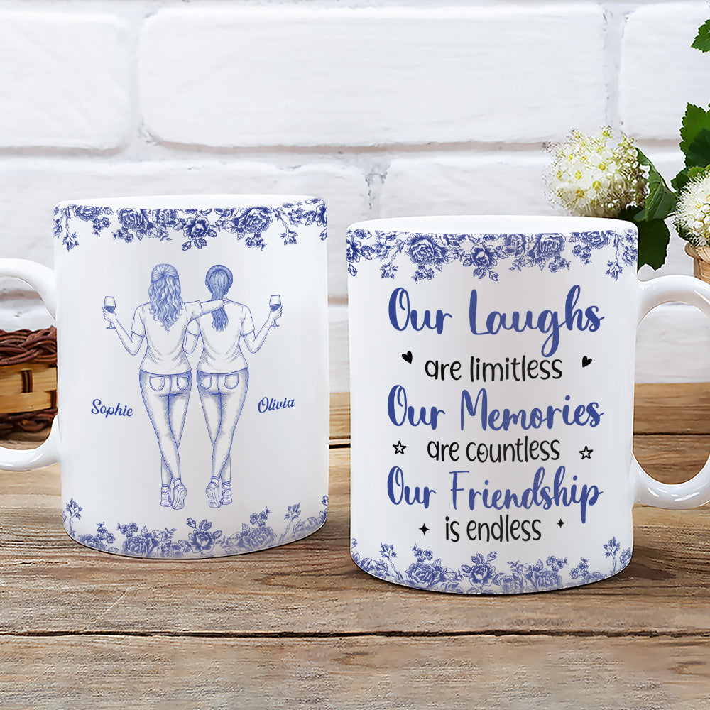 Our Laughs Are Limitless Blue Toile Ver 2 - Personalized Custom Coffee Mug