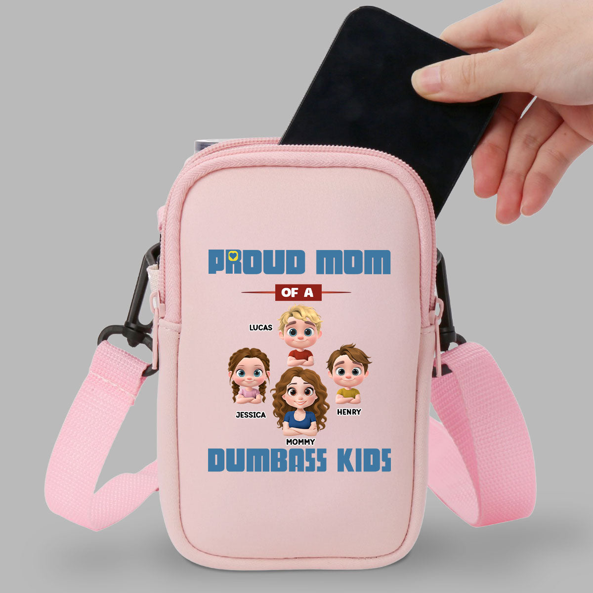 Proud Mom - Personalized Custom Water Bottle Carrier Bag