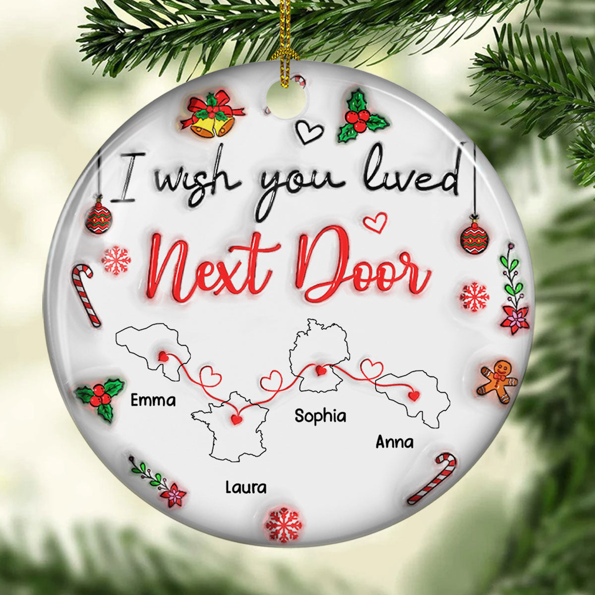 Besties Are Always Close At Heart Country Version - Personalized Custom 3D Inflated Effect Ceramic Ornament