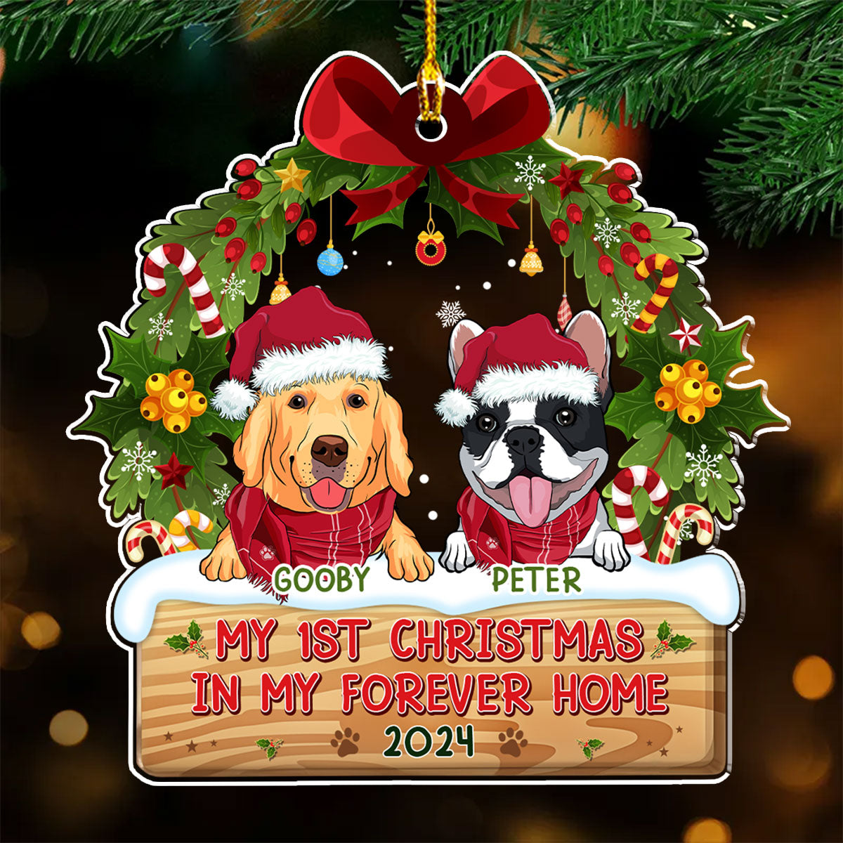 1st Christmas In Forever Home - Personalized Custom Acrylic Ornament