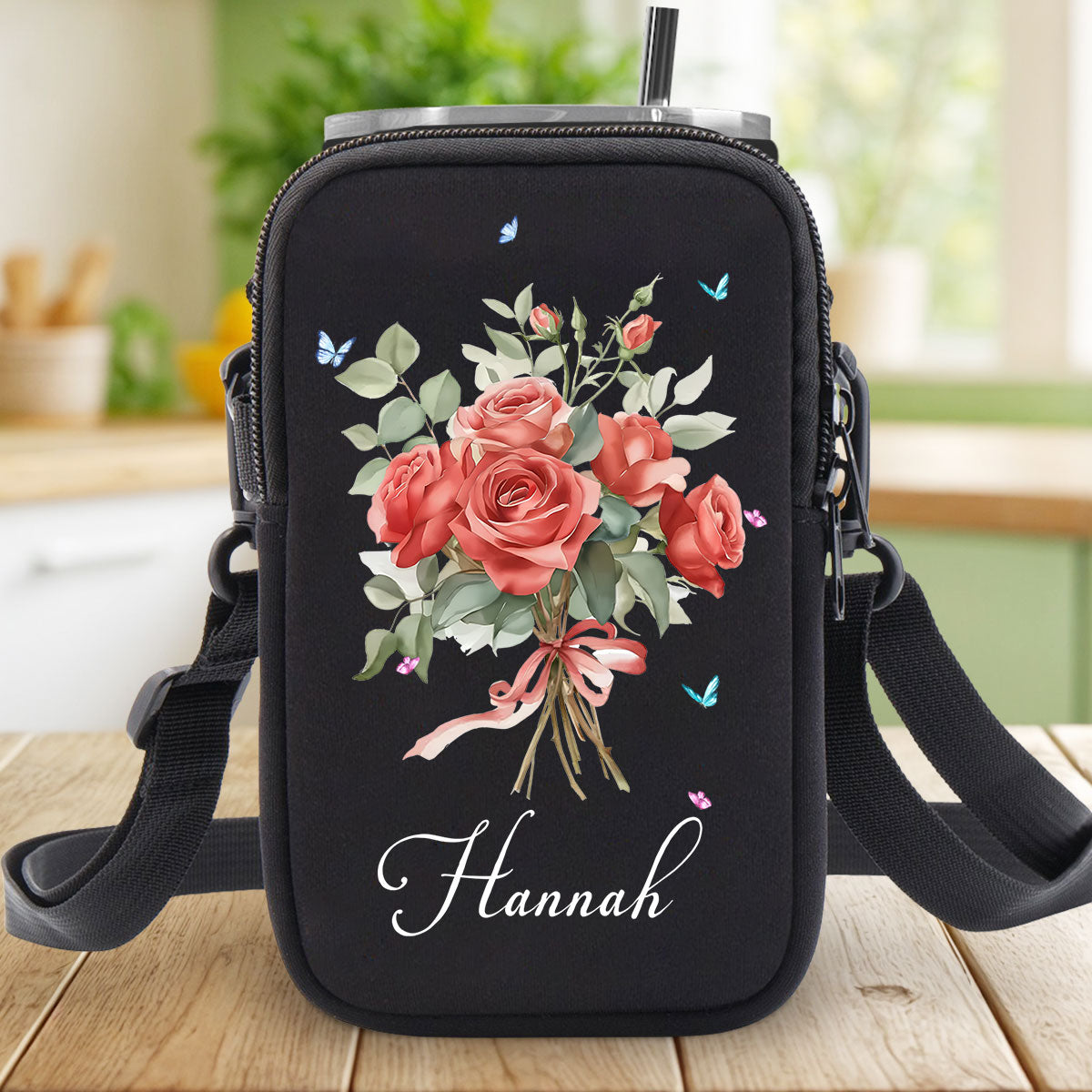 Birthmonth Flower - Personalized Custom Water Bottle Carrier Bag