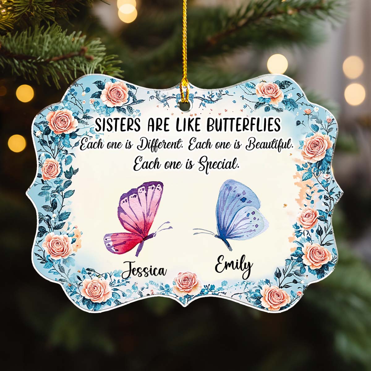 Sister Makes Life Shine - Personalized Custom Acrylic Ornament