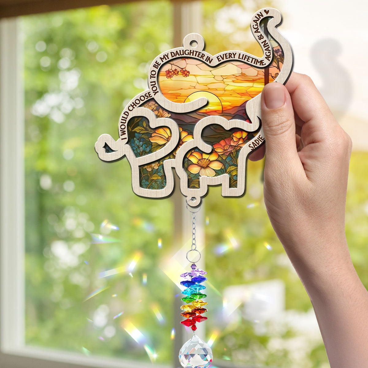 Always Choose You - Personalized Custom Suncatcher With Crystal Rainbow Charm