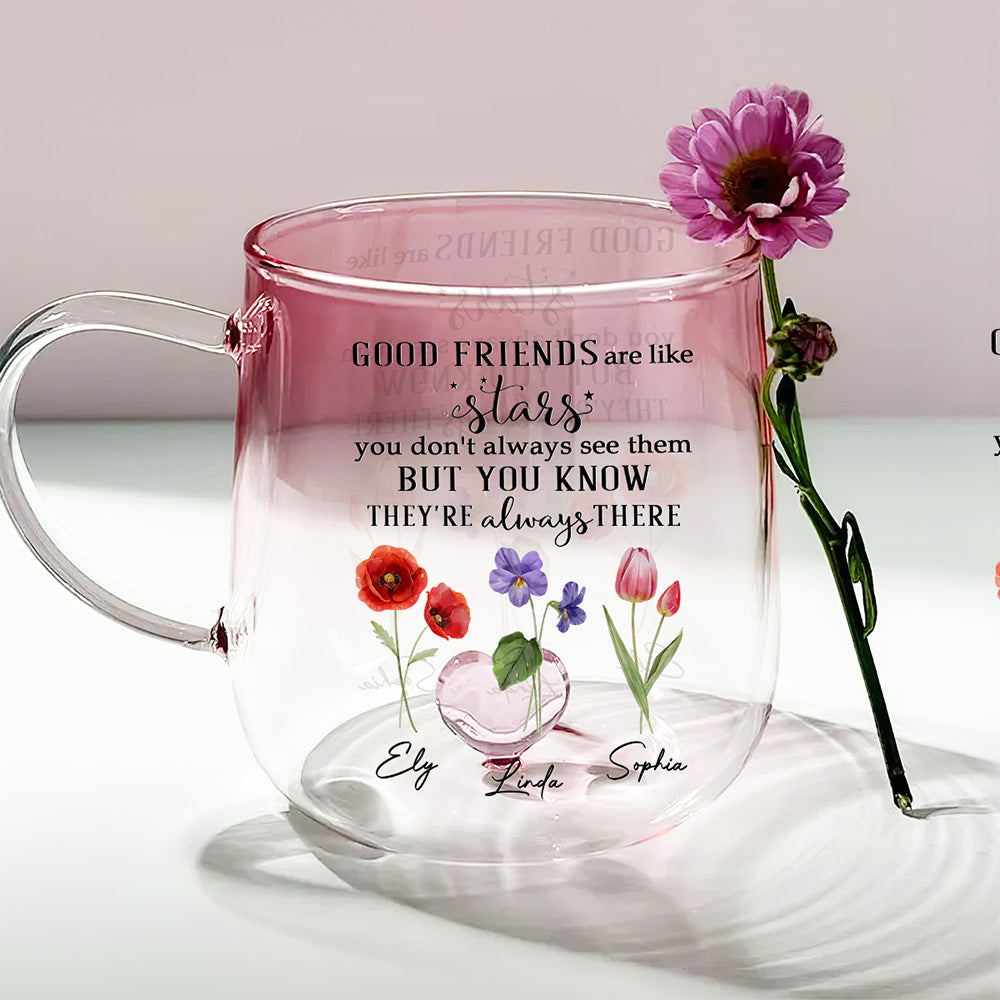 Friends Like Stars - Personalized Custom Pink Gradient Glass Mug