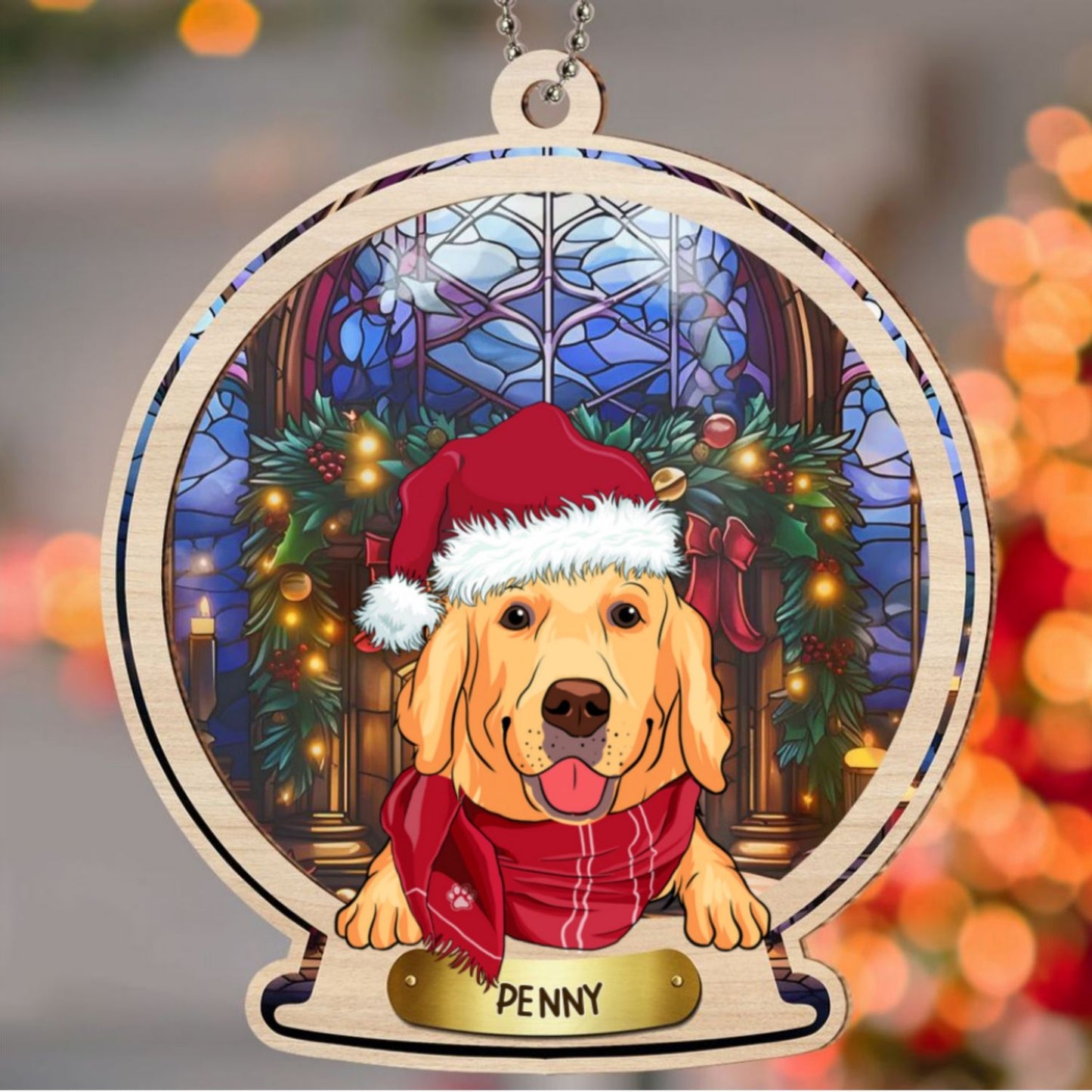 Snow Globe Dog - Personalized Custom Suncatcher Ornament
