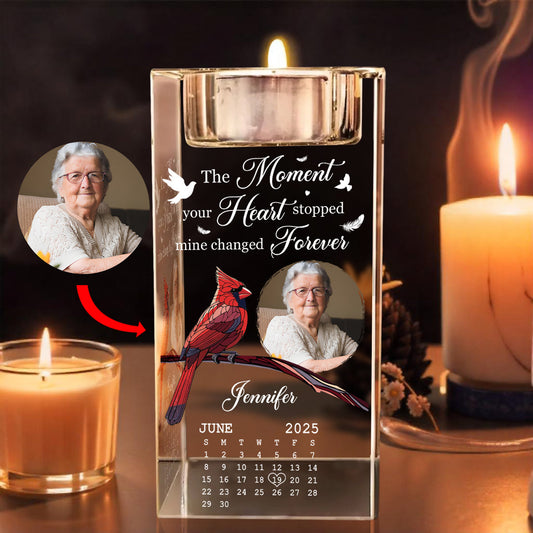 The Moment Your Heart Stopped - Personalized Custom Crystal Candle Holder