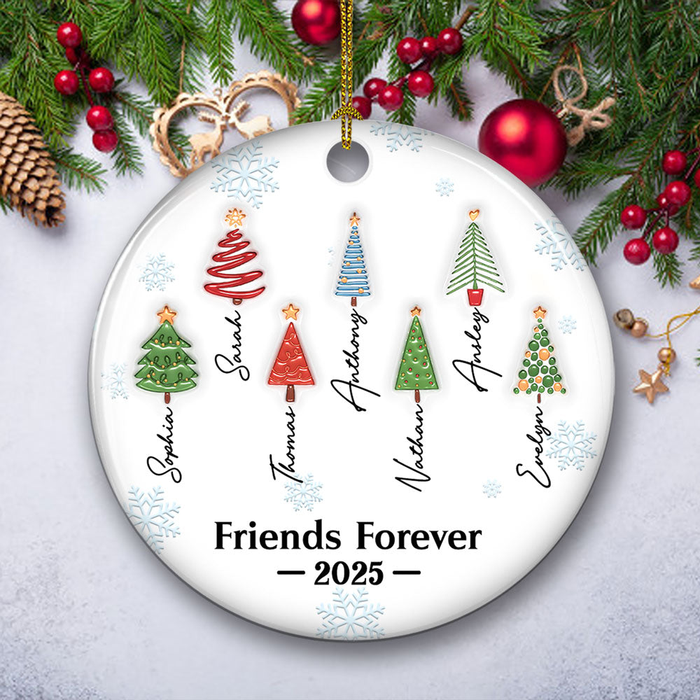 Family Forever Tree Names - Personalized Custom 3D Inflated Effect Ceramic Ornament