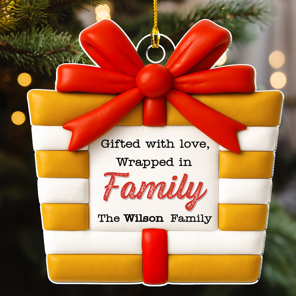Present Is A Gift - Personalized Custom 3D Effect Acrylic Ornament
