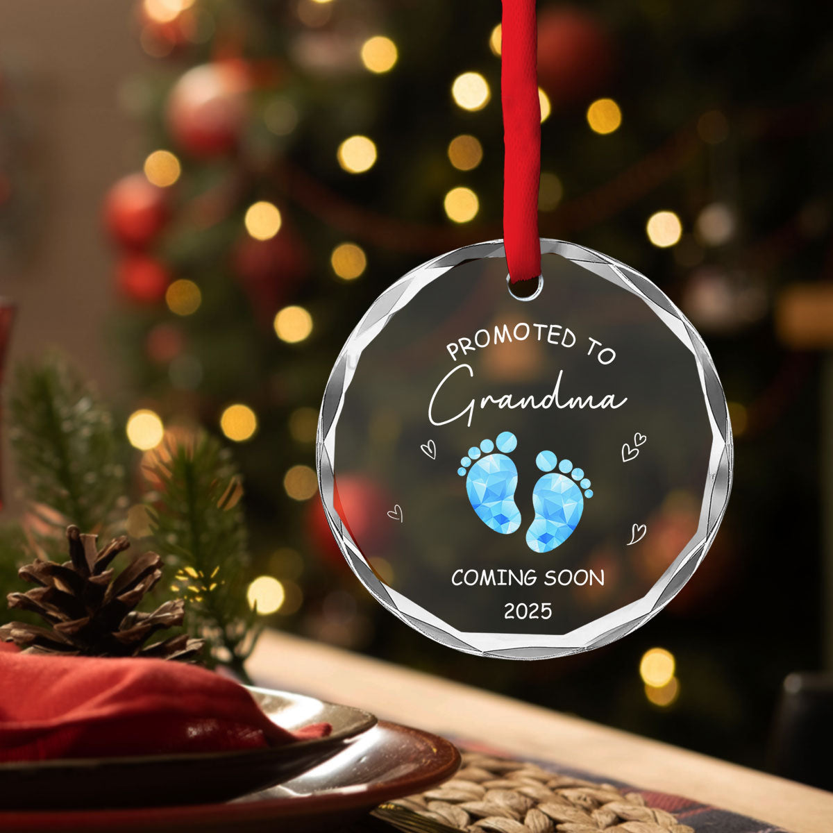 Promoted To Grandparents - Personalized Custom Glass Ornament