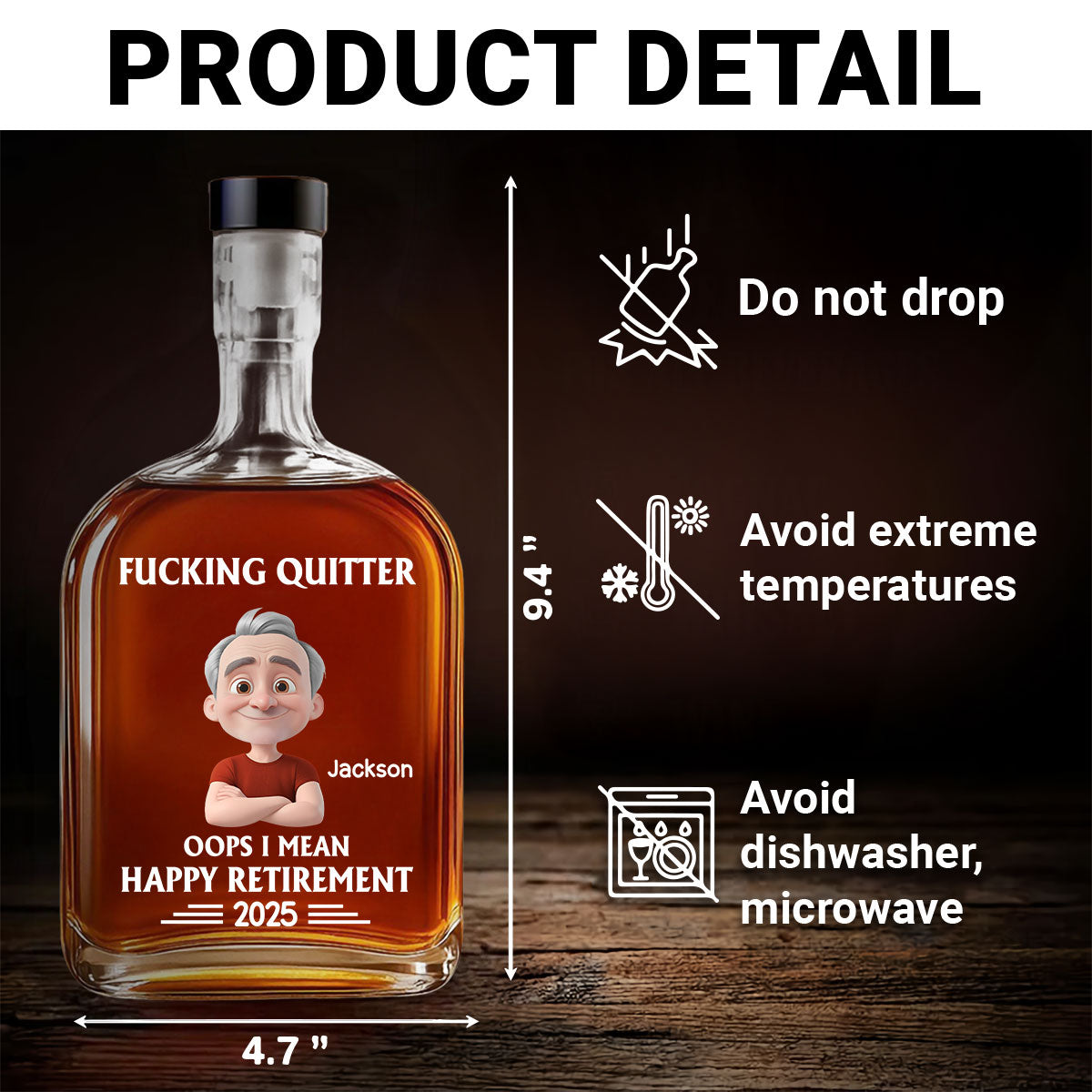 Happy Retirement - Personalized Custom Spirits Decanter