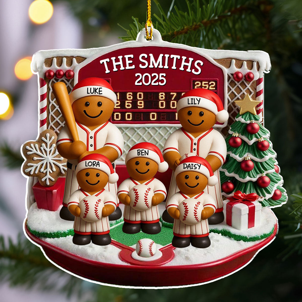 Gingerbread Family - Personalized Custom Acrylic Ornament
