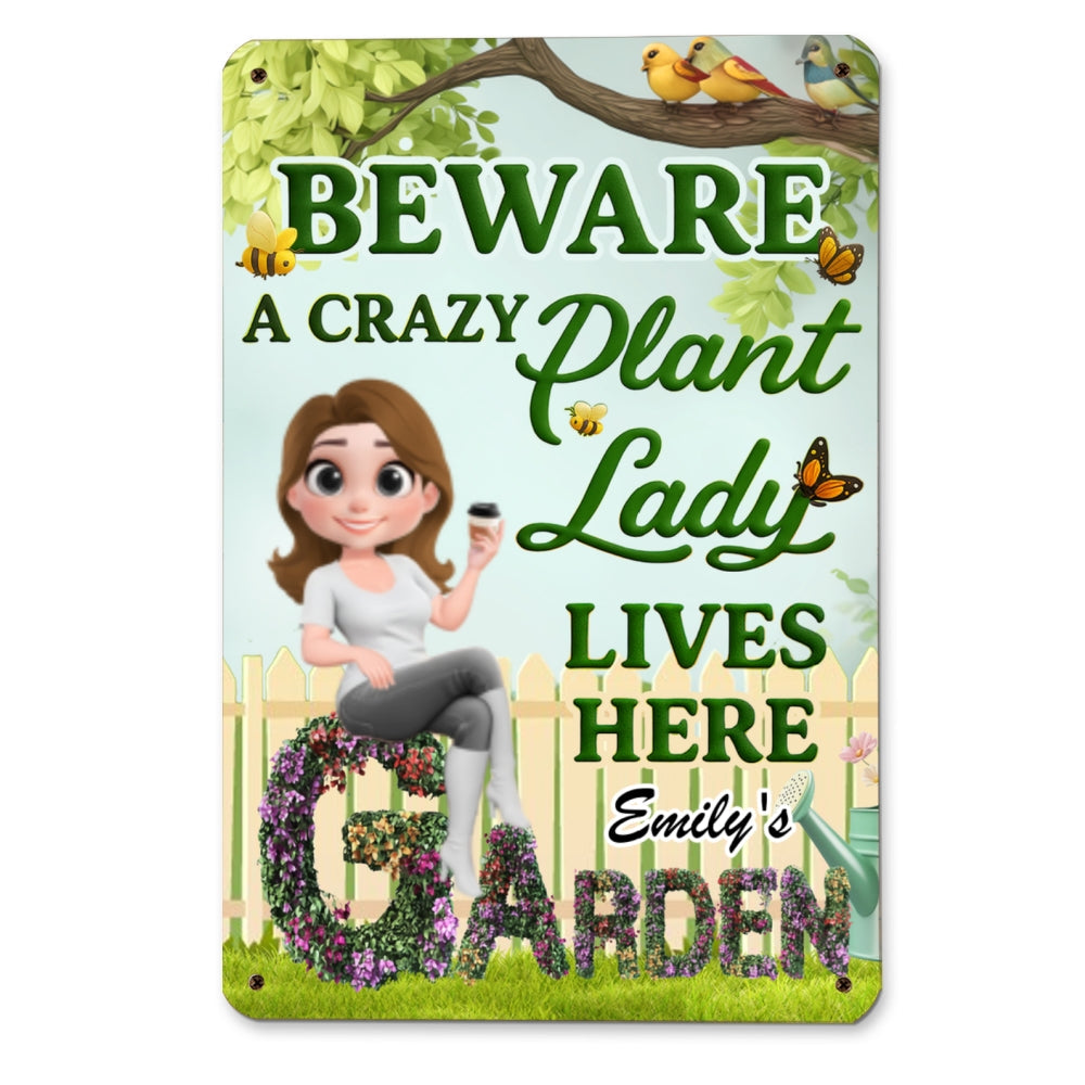Crazy Plant Lady Garden - Personalized Custom Metal Sign
