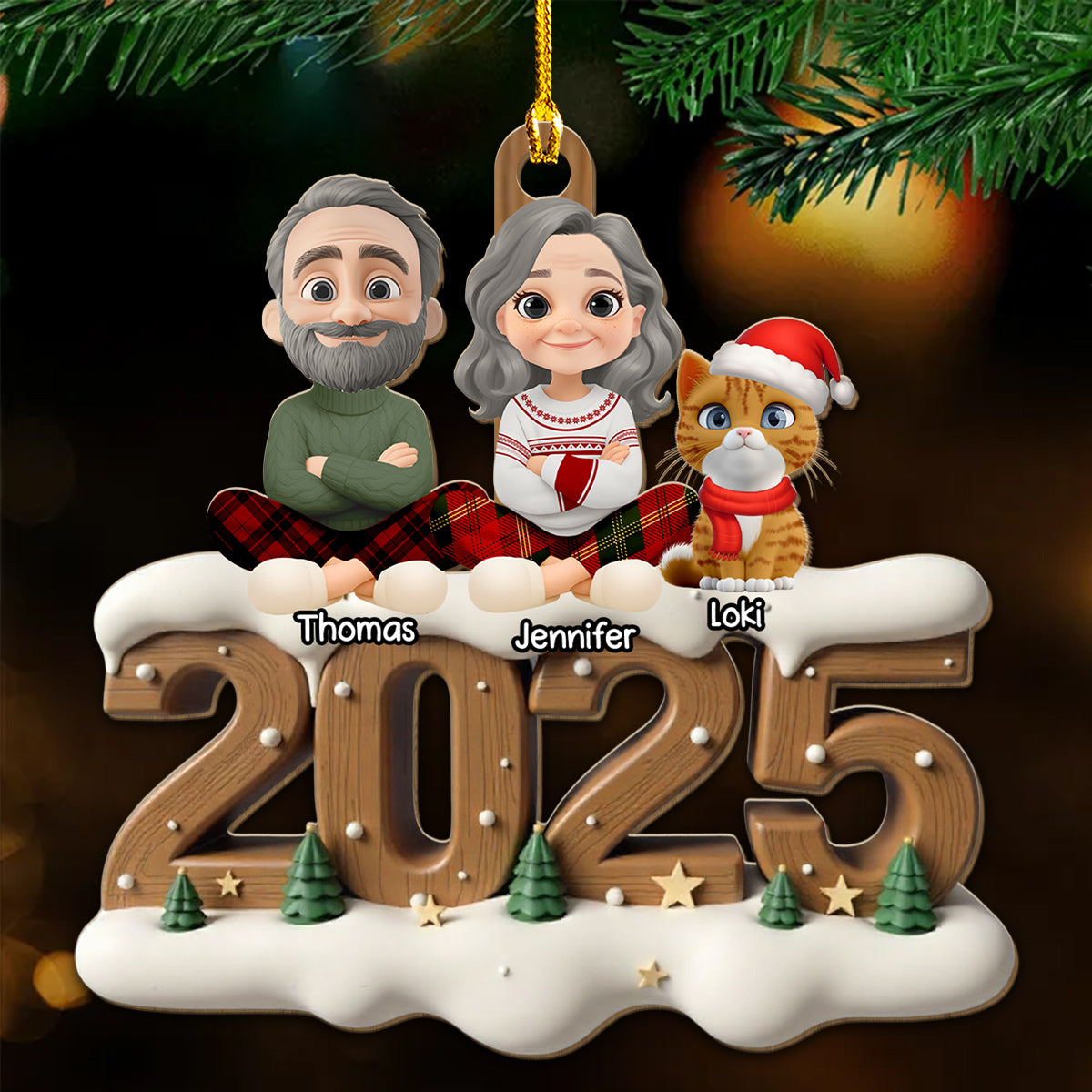 Together With Them This Year Onwards - Personalized Custom 3D Effect Wood Ornament